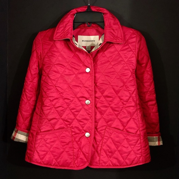 Burberry Other - Red Girls Burberry Diamond Quilted Jacket, Size 8Y